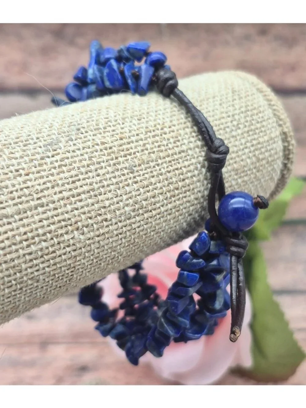 Muti Strand Natural Blue Lapis Chip Stone Bracelet Boho Hippie Nature Lover